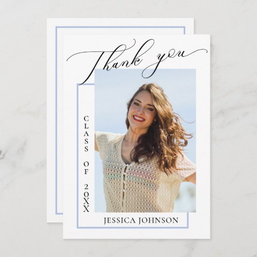 Moderne, eenvoudige, minimale Afstuderen FOTO Dank Bedankkaart (Voorkant / Achterkant)