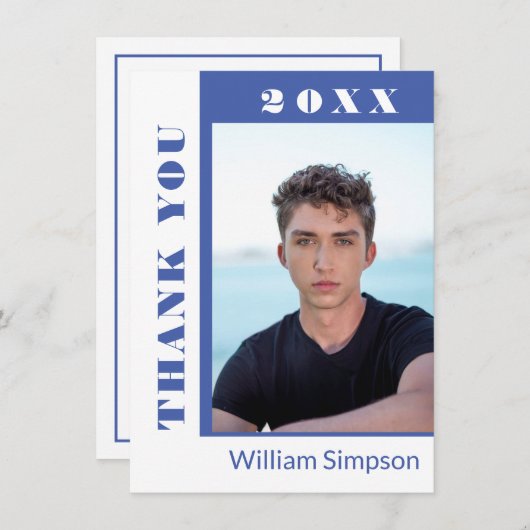 Moderne, eenvoudige, minimale Afstuderen FOTO Dank Bedankkaart (Voorkant / Achterkant)