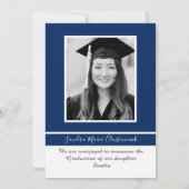 Moderne Eenvoudige Minimale Blauwe Witte Afstudeer Aankondiging (Achterkant)