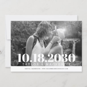 Moderne, eenvoudige, minimale bruiloft save the date