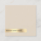 Moderne Eenvoudige Minimale Faux Gold Brushed Meta Vierkante Visitekaartje (Voorkant)