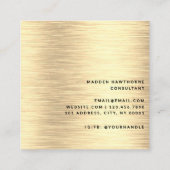 Moderne Eenvoudige Minimale Faux Gold Brushed Meta Vierkante Visitekaartje (Achterkant)