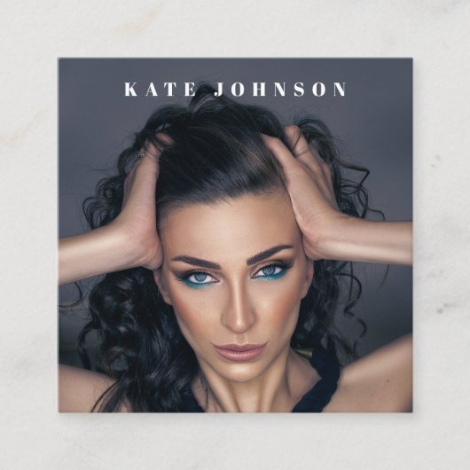 Moderne Eenvoudige Minimale Foto 2 QR Code Sociale Vierkante Visitekaartje (Voorkant)