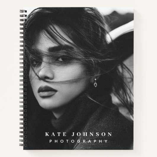 Moderne Eenvoudige minimale foto-QR-code Sociale m Notitieboek (Voorkant)