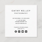 Moderne Eenvoudige minimale foto-QR-code Sociale m Vierkante Visitekaartje (Achterkant)