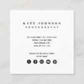 Moderne Eenvoudige minimale foto-QR-code Sociale m Vierkante Visitekaartje (Achterkant)