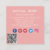 Moderne Eenvoudige minimale foto-QR-code Sociale m Vierkante Visitekaartje (Achterkant)