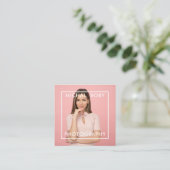 Moderne Eenvoudige minimale foto-QR-code Sociale m Vierkante Visitekaartje (Staand voorkant)