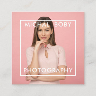 Moderne Eenvoudige minimale foto-QR-code Sociale m Vierkante Visitekaartje