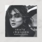 Moderne Eenvoudige minimale foto-QR-code Sociale m Vierkante Visitekaartje (Voorkant)