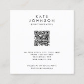 Moderne Eenvoudige minimale foto-QR-code Sociale m Vierkante Visitekaartje (Achterkant)