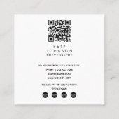 Moderne Eenvoudige minimale foto-QR-code Sociale m Vierkante Visitekaartje (Achterkant)
