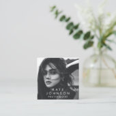 Moderne Eenvoudige minimale foto-QR-code Sociale m Vierkante Visitekaartje (Staand voorkant)