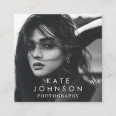 Moderne Eenvoudige minimale foto-QR-code Sociale m Vierkante Visitekaartje (Voorkant)