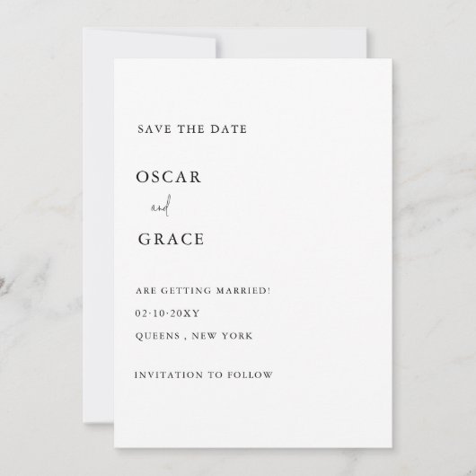 Moderne, eenvoudige, minimale foto save the date (Voorkant)