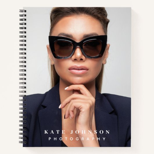 Moderne Eenvoudige Minimale Fotografe Bedrijf Notitieboek (Voorkant)