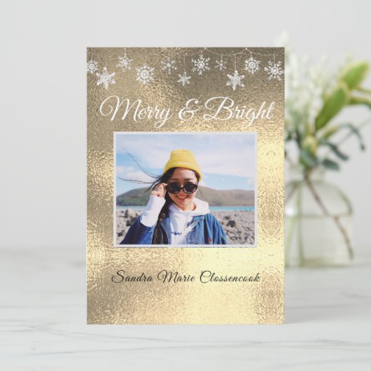 Moderne, eenvoudige, minimale gele kerst aankondiging (Staand voorkant)