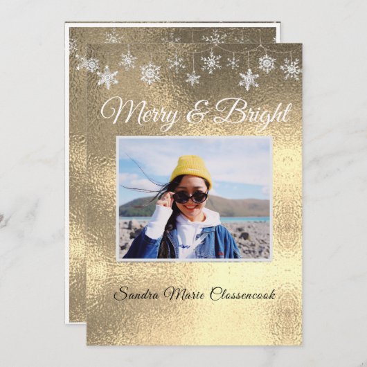 Moderne, eenvoudige, minimale gele kerst aankondiging (Voorkant / Achterkant)