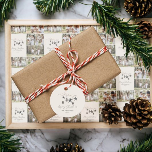 Moderne eenvoudige minimale Kerstmis elegant Bedankjes Labels