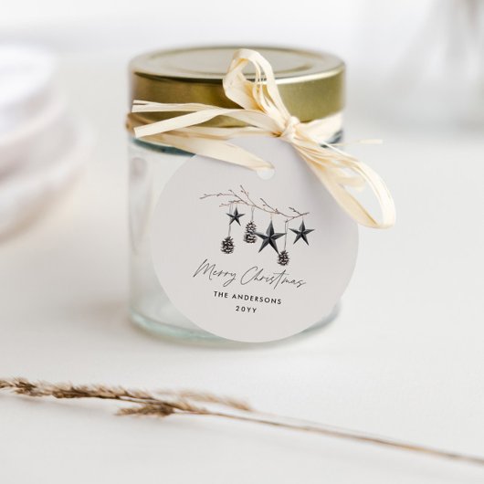 Moderne eenvoudige minimale Kerstmis elegant Bedankjes Labels