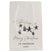 Moderne eenvoudige minimale Kerstmis elegant Medium Cadeauzakje (Voorkant)