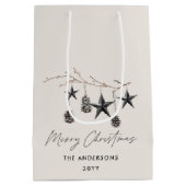 Moderne eenvoudige minimale Kerstmis elegant Medium Cadeauzakje (Achterkant)