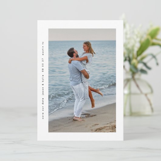 Moderne Eenvoudige Minimale lijst 2 Foto Save The Date (Staand voorkant)
