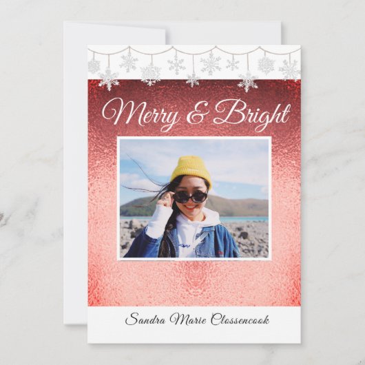 Moderne, eenvoudige, minimale metalen kerstanno aankondiging (Voorkant)