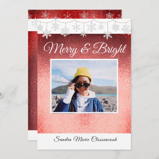 Moderne, eenvoudige, minimale metalen kerstanno aankondiging (Voorkant / Achterkant)