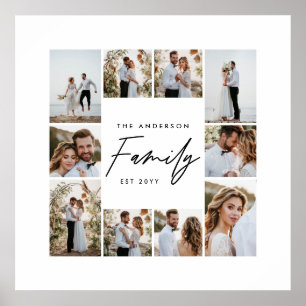 Moderne eenvoudige minimale multi-foto familie cad poster
