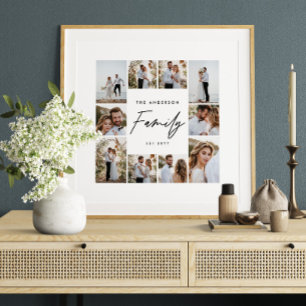 Moderne eenvoudige minimale multi-foto familie cad poster