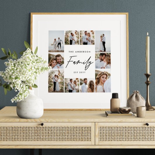 Moderne eenvoudige minimale multi-foto familie cad poster