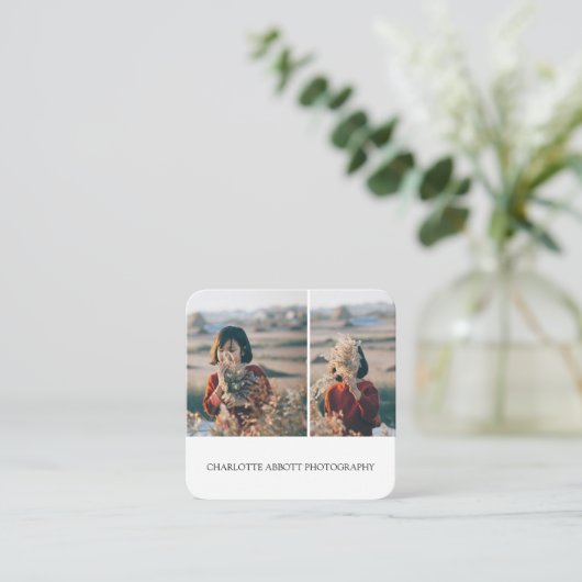 Moderne, eenvoudige, minimale professionele foto vierkante visitekaartje (Staand voorkant)