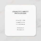 Moderne, eenvoudige, minimale professionele foto vierkante visitekaartje (Achterkant)