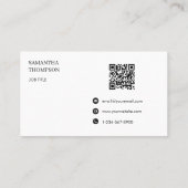 Moderne Eenvoudige Minimale Professionele QR Code Visitekaartje (Achterkant)