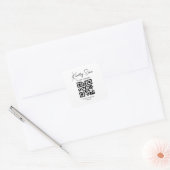 Moderne eenvoudige minimale QR-code bruiloft menu Vierkante Sticker (Envelop)