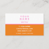 Moderne eenvoudige minimale roze en Oranje kleuren Visitekaartje (Achterkant)