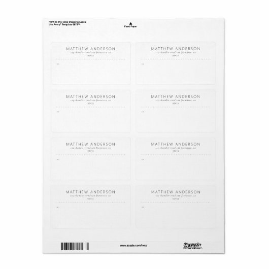 Moderne, eenvoudige, minimale verzendkosten etiket (Full Sheet)