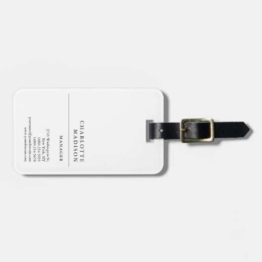 Moderne, eenvoudige, minimale, witte tapijtvlek bagagelabel (Voorkant horizontaal)