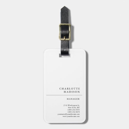 Moderne, eenvoudige, minimale, witte tapijtvlek bagagelabel (Voorkant verticaal)