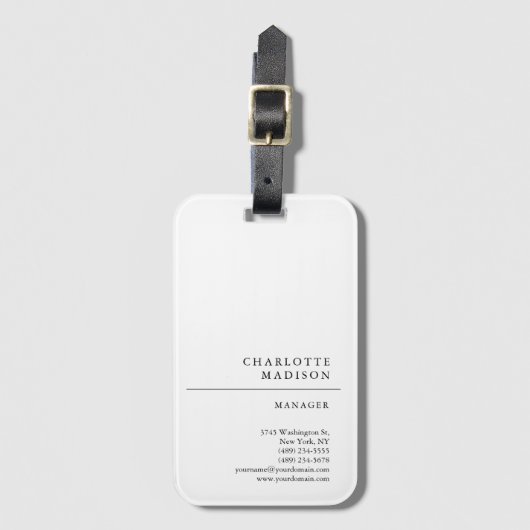 Moderne, eenvoudige, minimale, witte tapijtvlek bagagelabel (Voorkant (verticaal))