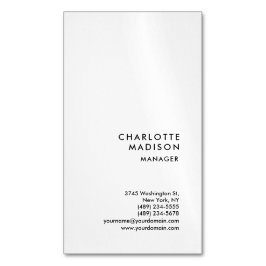 Moderne, eenvoudige, minimale, witte tapijtvlek magnetisch visitekaartje