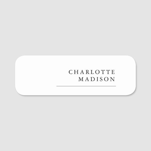 Moderne, eenvoudige, minimale, witte tapijtvlek naamplaatje (Voorkant)