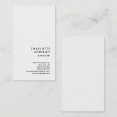 Moderne, eenvoudige, minimale, witte tapijtvlek visitekaartje (Voorkant / Achterkant)