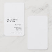 Moderne, eenvoudige, minimale, witte tapijtvlek visitekaartje (Voorkant / Achterkant)