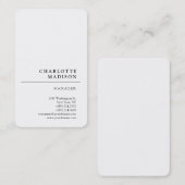 Moderne, eenvoudige, minimale, witte tapijtvlek visitekaartje (Voorkant / Achterkant)