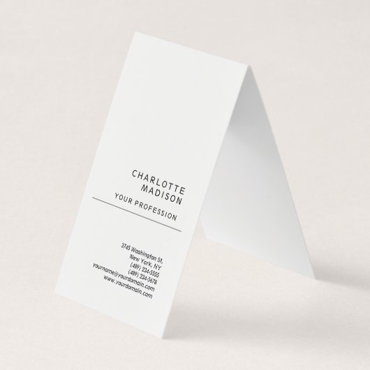 Moderne, eenvoudige, minimale, witte tapijtvlek visitekaartje (Voorkant)