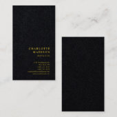 Moderne, eenvoudige, minimale zwarte goudkleur visitekaartje (Voorkant / Achterkant)
