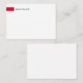 Moderne, eenvoudige minimalistisch wit rood notitiekaartje (Voorkant / Achterkant)