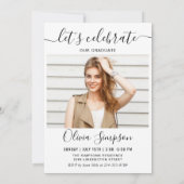 Moderne Eenvoudige minimalistische 2 FOTO-graduati Kaart (Achterkant)